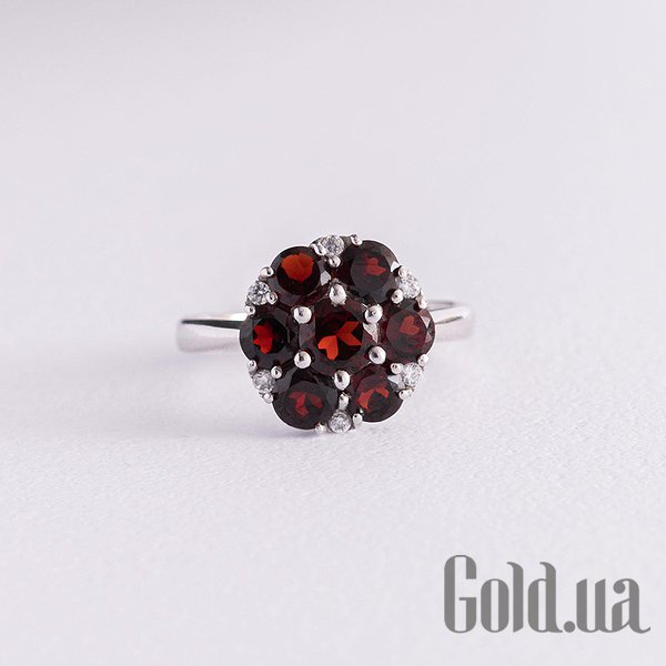 

Женские кольца Украина, Женское серебряное кольцо с куб. циркониями и пиропами, 18