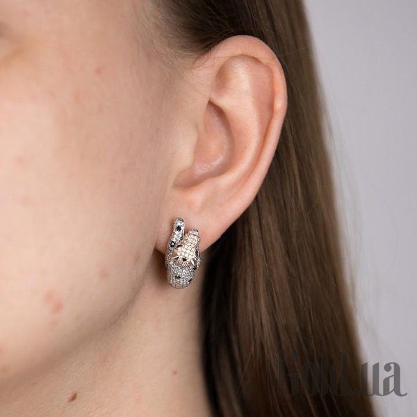 Золотые серьги с бриллиантами и рубинами DIAКР18673 – изображение 2