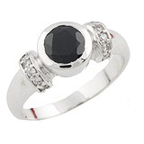 Женское серебряное кольцо с сапфиром и куб. циркониями, 1283902