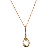 Золотой кулон с цепочкой с бриллиантами и кварцем, 1626686