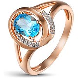 Женское золотое кольцо с бриллиантами и топазом, 1639742
