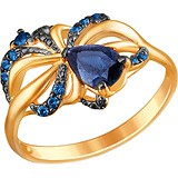 Женское золотое кольцо с синт. сапфирами, 1651006