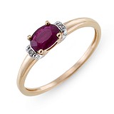 Женское золотое кольцо с бриллиантами и рубином, 1688638