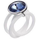 Женское серебряное кольцо с каучуком и ювелирным стеклом, 1612607
