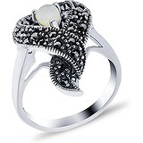 Silver Wings Женское серебряное кольцо с перламутром и марказитами, 1617471