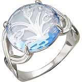 Женское серебряное кольцо с куб. циркониями и синт. топазом, 1620031