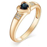 Золотое кольцо с бриллиантами и сапфиром, 1622335