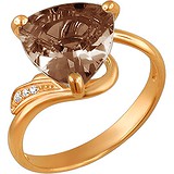 Женское золотое кольцо с куб. циркониями и раухтопазом, 1623871
