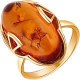 Женское серебряное кольцо с янтарем в позолоте, 1638463