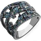 Женское серебряное кольцо с куб. циркониями и топазами, 1665855