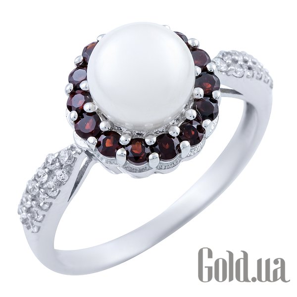 

Женские кольца Fresh Jewelry, Женское серебряное кольцо с культив. жемчугом, гранатами и куб. циркониями, 17.5