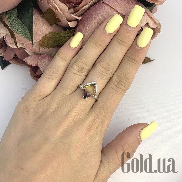 Каблучка Fresh Jewelry Жіноча срібна каблучка з куб. цирконіями і синт. аметрін, 18