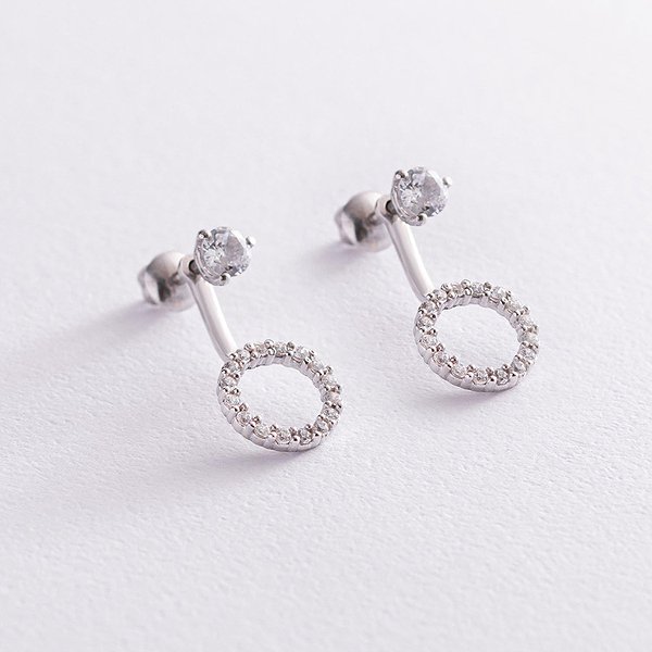 Срібні сережки з куб. цирконіями