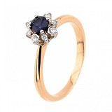 Женское золотое кольцо с бриллиантами и сапфиром, 1796927