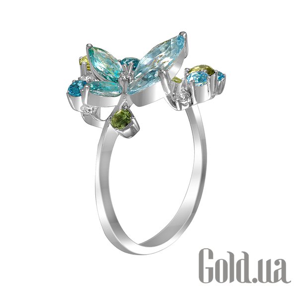 

Кольцо Lurie Jewelry, Золотое кольцо с бриллиантами , перидотами и топазами, 17.5