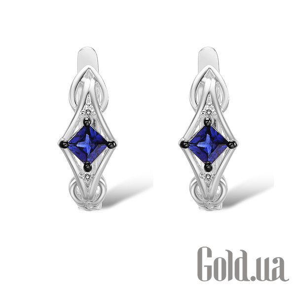 Сережки Lurie Jewelry Золоті сережки з діамантами і сапфірами