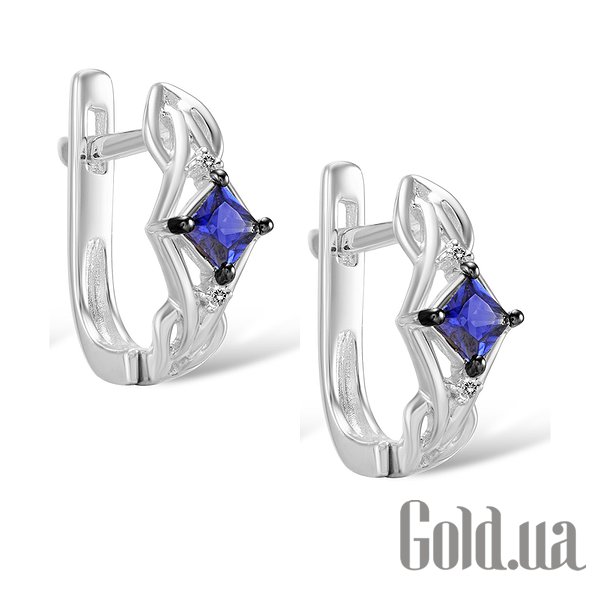 Сережки Lurie Jewelry Золоті сережки з діамантами і сапфірами