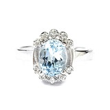 Женское серебряное кольцо с куб. циркониями и топазом, 1311552
