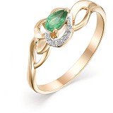 Женское золотое кольцо с бриллиантами и изумрудом, 1611840