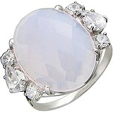 Женское серебряное кольцо с куб. циркониями и ювелирным стеклом, 1620032