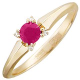Женское золотое кольцо с бриллиантами и рубином, 1637696