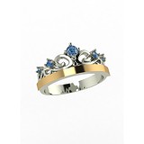 Женское серебряное кольцо с куб. циркониями и вставкой из золота, 1646144