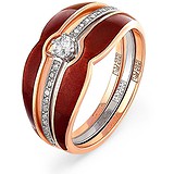 Kabarovsky Женское золотое тройное кольцо с бриллиантами и эмалью, 1698624