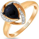 Женское золотое кольцо с бриллиантами и сапфиром, 1700928