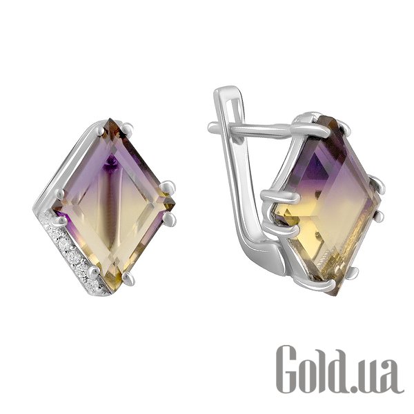 

Серьги Fresh Jewelry, Серебряные серьги с куб. циркониями и синт. аметринами