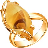 Женское серебряное кольцо с янтарем в позолоте, 1638465