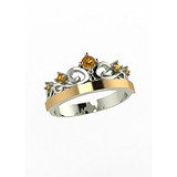 Женское серебряное кольцо с куб. циркониями и вставкой из золота, 1646145