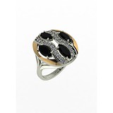 Женское серебряное кольцо с куб. циркониями и вставками из золота, 1648705
