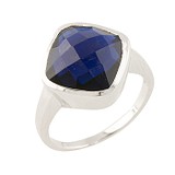 Женское серебряное кольцо с синт. сапфиром, 1653057