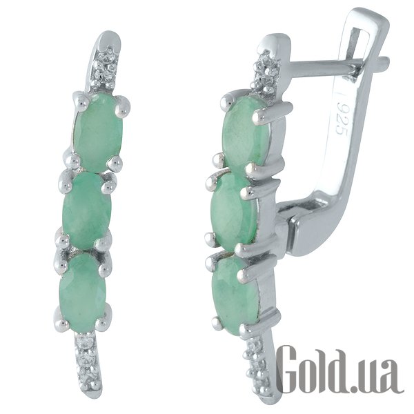 

Серьги Fresh Jewelry, Серебряные серьги с изумрудами и куб. циркониями