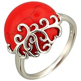 Женское серебряное кольцо с кораллом, 1671233