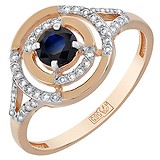 Женское золотое кольцо с бриллиантами и сапфиром, 1674305