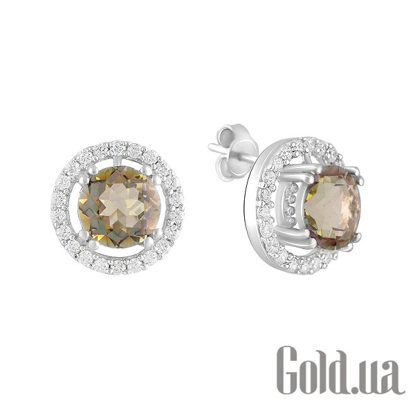 

Серьги-гвоздики Fresh Jewelry, Серебряные серьги с куб. циркониями и синт. цитринами