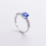 Женское серебряное кольцо с куб. циркониями и синт. танзанитом, 1796673
