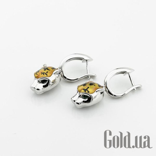 Серебряные серьги с куб. циркониями и эмалью DIA3203235 – изображение 2