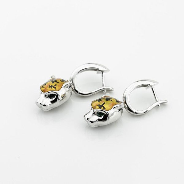 Серебряные серьги с куб. циркониями и эмалью DIA3203235 – изображение 2