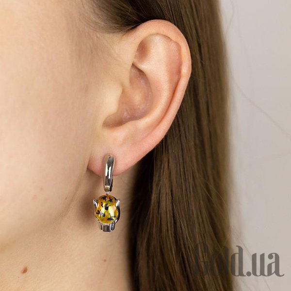 Серебряные серьги с куб. циркониями и эмалью DIA3203235 – изображение 3