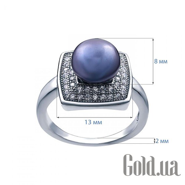 Каблучка Lurie Jewelry Жіноча срібна каблучка з перлами і куб. цирконіями, 17