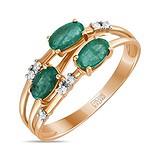 Женское золотое кольцо с бриллиантами и изумрудами, 1513538