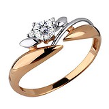 Жіноча золота каблучка з камінням Swarovski, 1515586