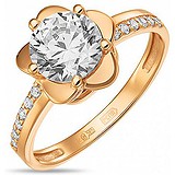 Жіноча золота каблучка з куб. цирконіями і кристалом Swarovski, 1540674