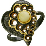 Женское серебряное кольцо с янтарем в позолоте, 1660482