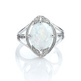 Женское серебряное кольцо с куб. циркониями и синт. опалом, 1671490
