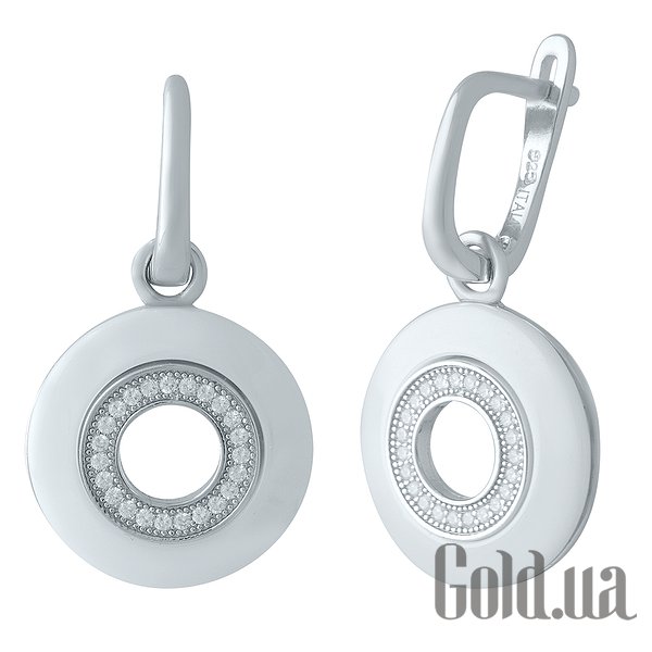 

Серьги с подвесками Fresh Jewelry, Серебряные серьги с керамикой и куб. циркониями
