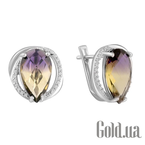 

Серьги Fresh Jewelry, Серебряные серьги с куб. циркониями и синт. аметринами