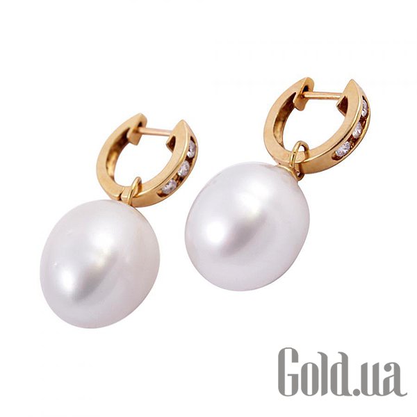 

Серьги с подвесками Украина, Золотые серьги с бриллиантами и пресн. (культив.) жемчугом